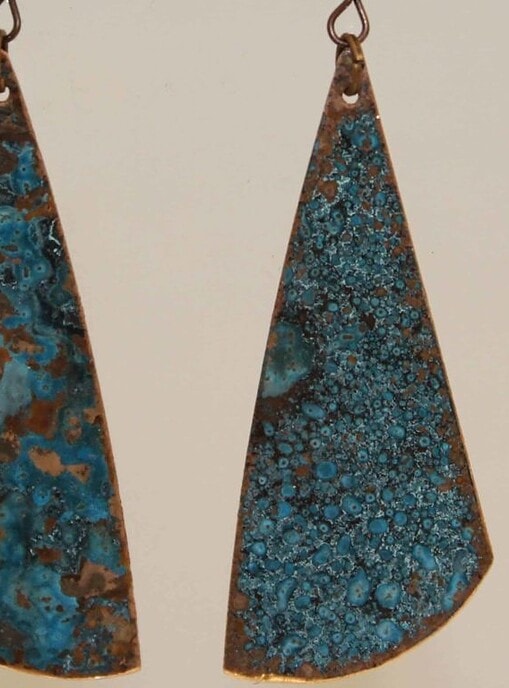 Naturally Patinaed Solid Copper Dangles