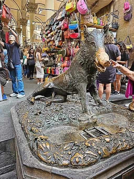 Il Porcellino is a bronze statue of a boar believed to bring good luck