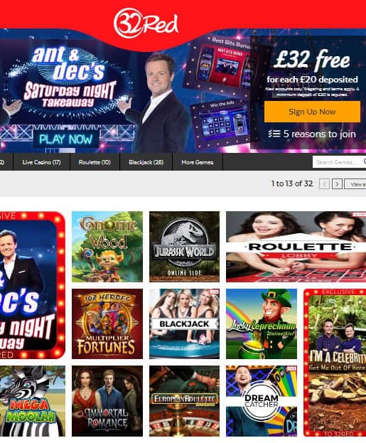 32 Red Casino free spins bonus