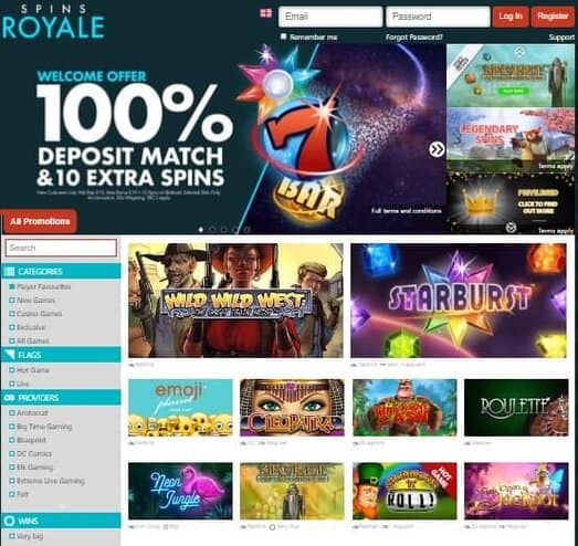 Spins Royale Casino free spins offer