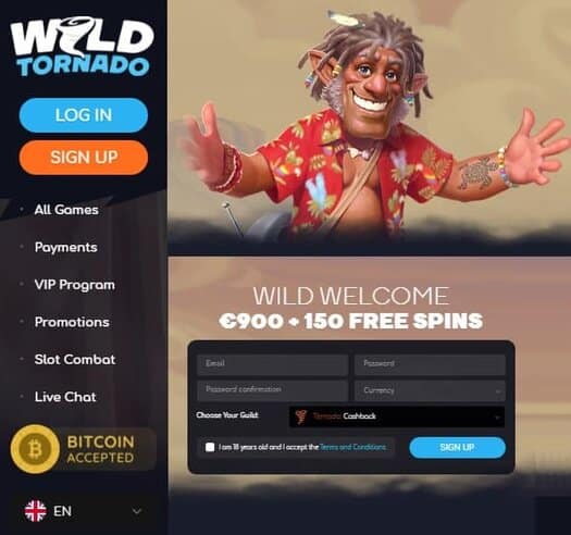 Wild Tornado Casino Review - bitcoin games, free spins, no deposit bonuses, big wins