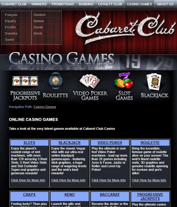 Cabaret Club Casino 50 free spins bonus