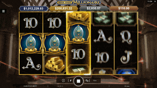 Mega Vault Millionaire jackpot slot screen