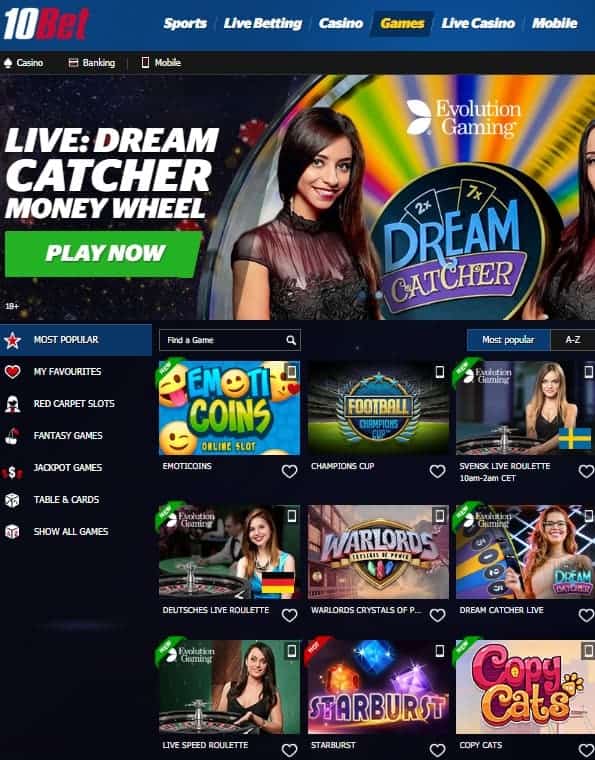 10Bet Casino free bonus