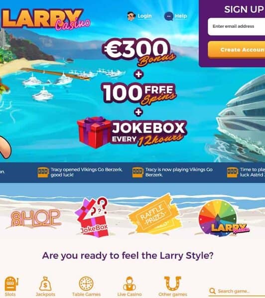 LarryCasino.com free spins bonus