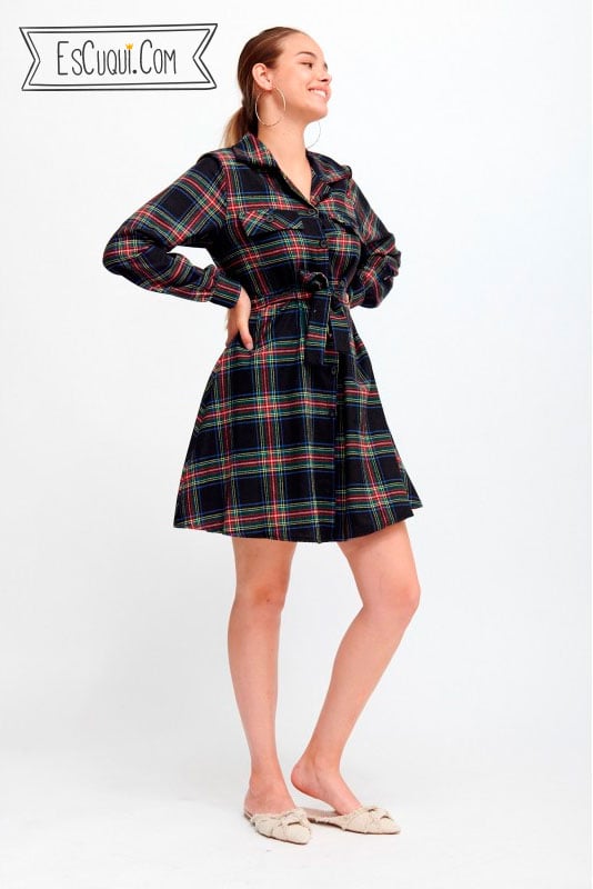 vestido camisero cuadros escoceses