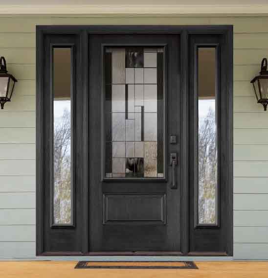 Novatech Fibreglass entry Door Orleans Style Kallima Centre Glass, clear sidelights