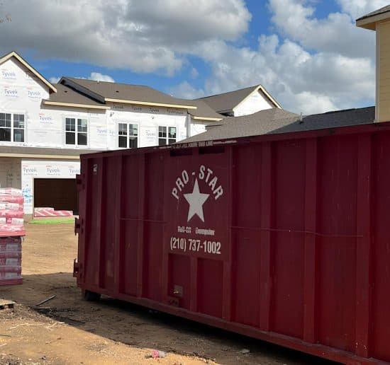 Residential framing with construction dumpster rentals in New Braunfels, TX."
