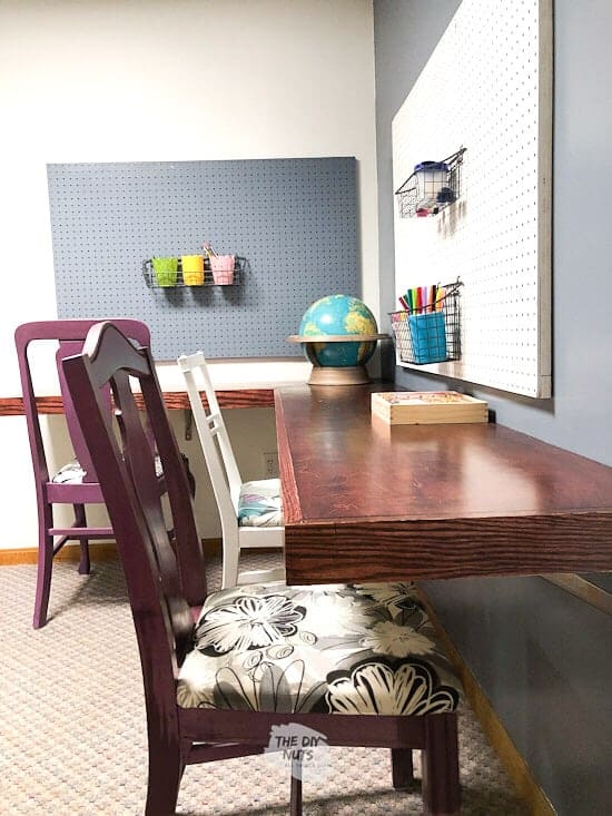 Organize with pegboards in a homework or study zone.