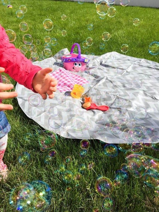 Splatmat on the grass outside in the garden