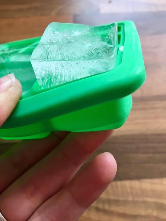 Ice cube in a silicone ice cube tray