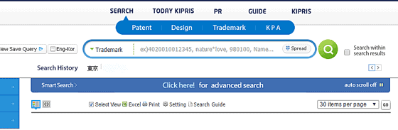 KIPRIS　entry box