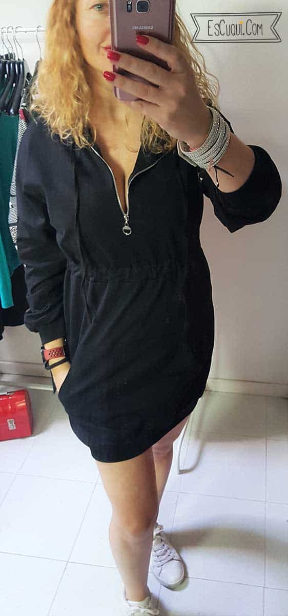 vestido sudadera moda urbana negro