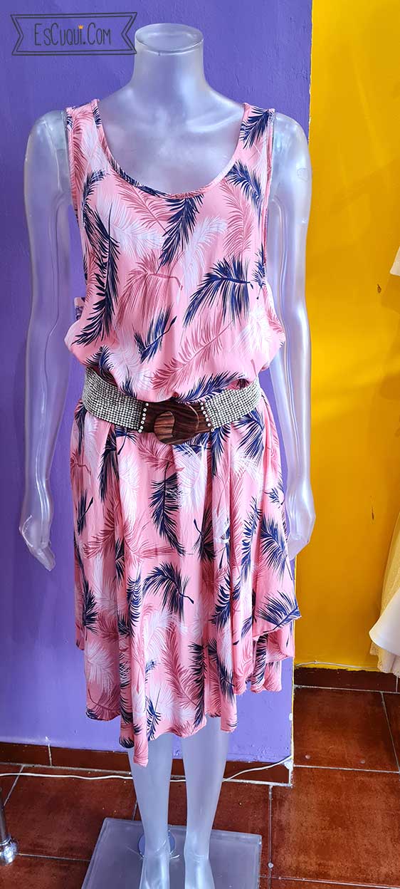 vestido rosa verano palmeras