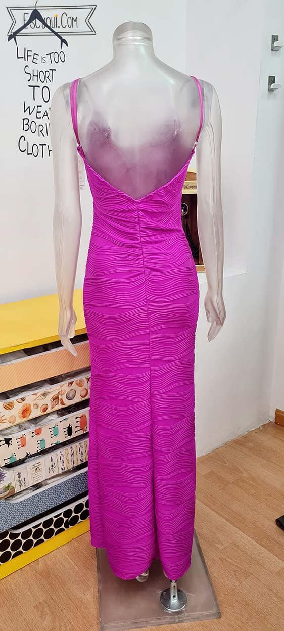 vestido fiesta corte sirena buganvilla brocado