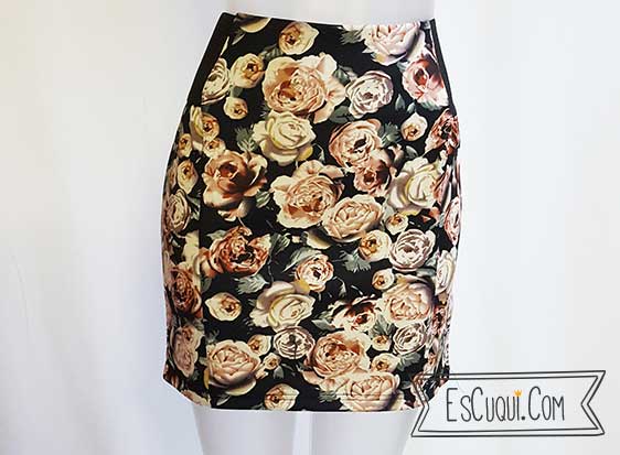 falda corta flores elastica cintura goma