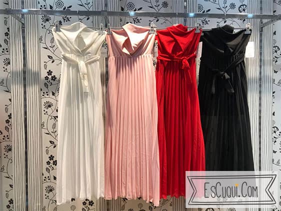 vestido plisado escote sexy