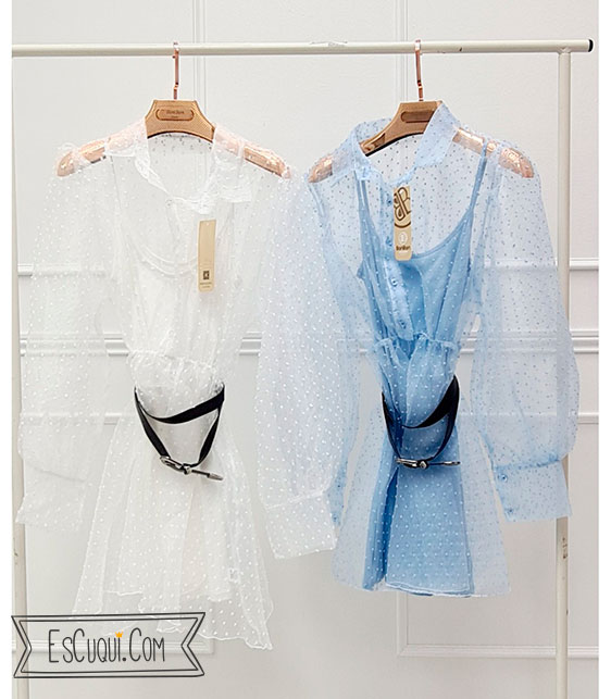 vestido vestir plumeti corto blanco