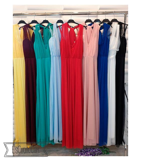 vestido multiposicion largo caida rojo barato