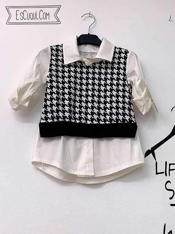 blusa niña con chaleco pata de gallo
