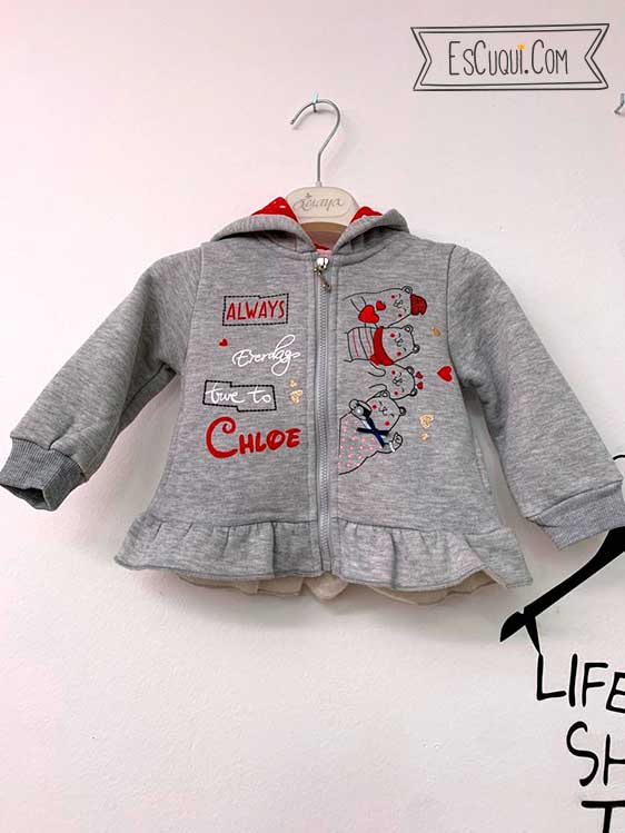 chandal bebe niña rojo y gris chaqueta