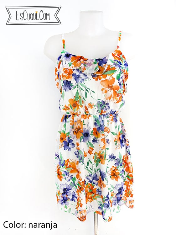 vestido gasa flores corto