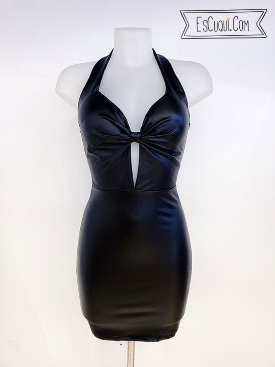 vestido ceñido sexy cuero polipiel