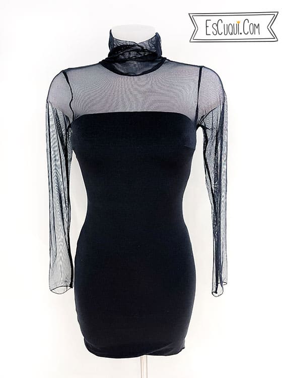 vestido negro transparencias