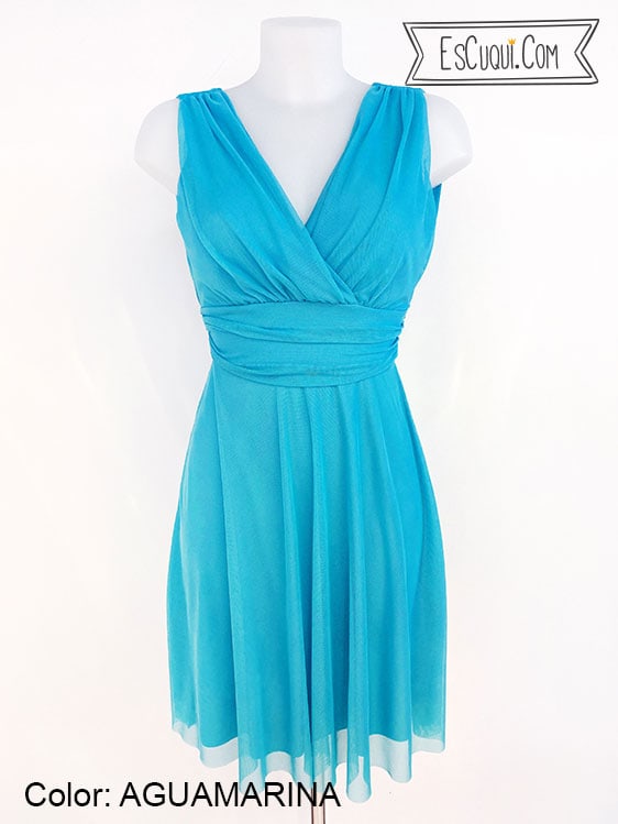 vestido corto tul graduaciones fiesta boda ceremonia aguamarina