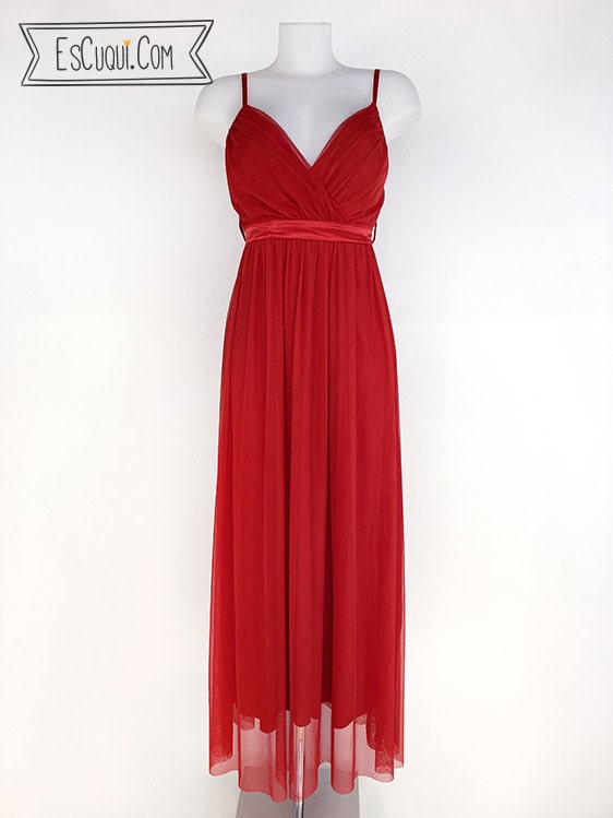 vestido tul fiesta barato rojo