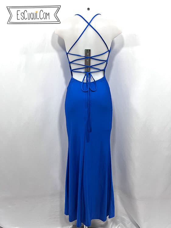 vestido fiesta espalda cruzada cordon