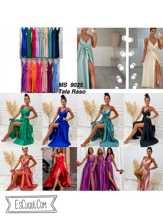 vestido lencero raso raja