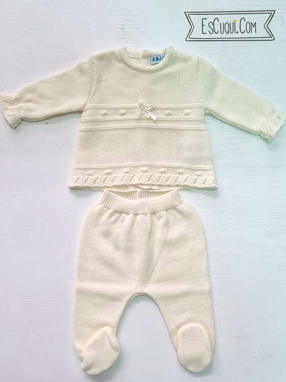 conjunto polaina bebe punto