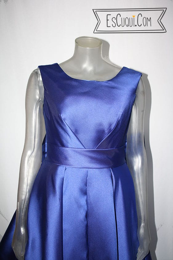 vestido falda campana azul mujer