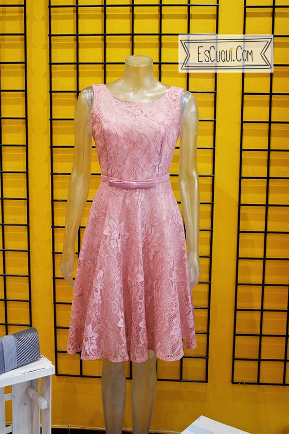 vestido encaje rosa palo