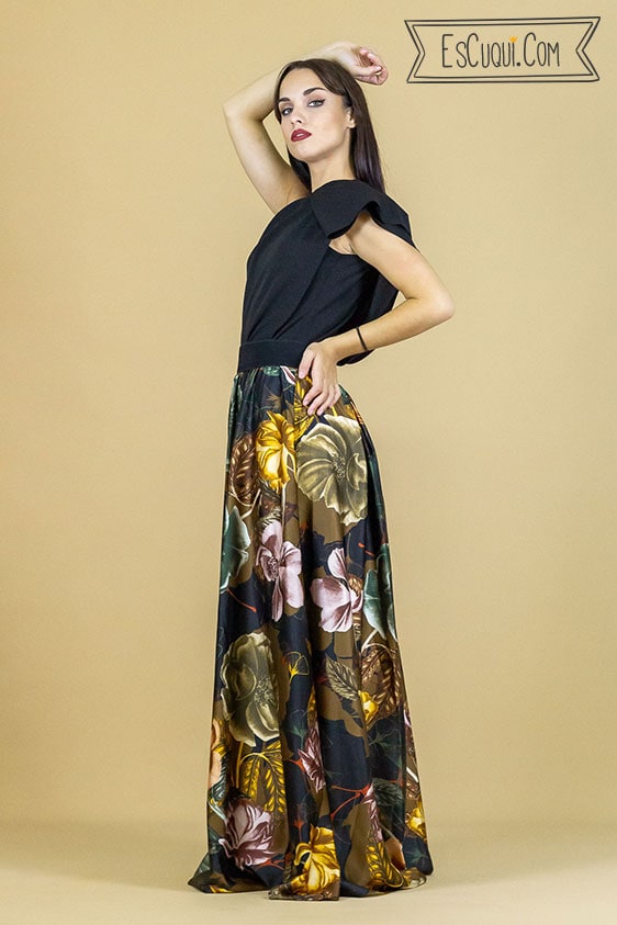 falda larga vestir flores