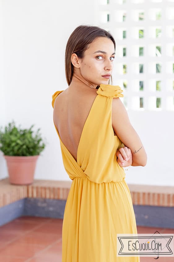 vestido ceremonia corte griego largo