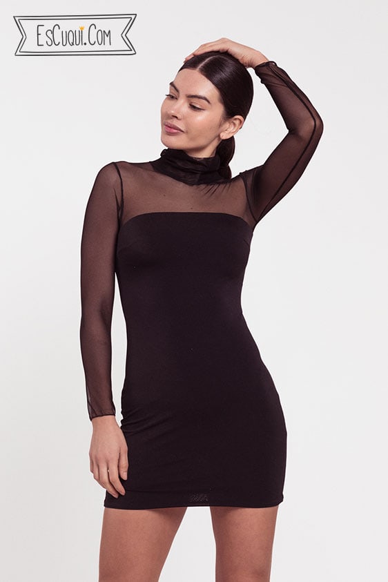 vestido negro transparencias