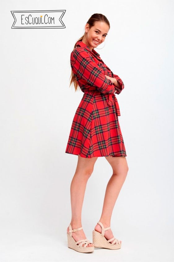 vestido camisero cuadros escoceses