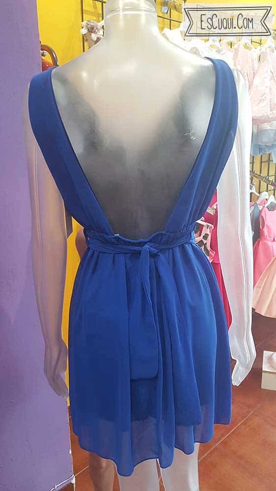 vestido corto gasa azul electrico