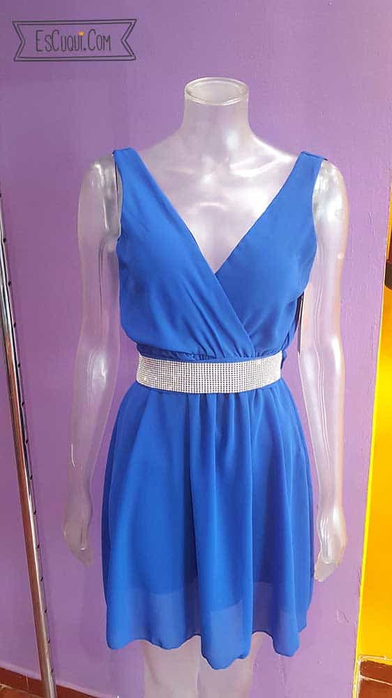 vestido corto gasa azul electrico