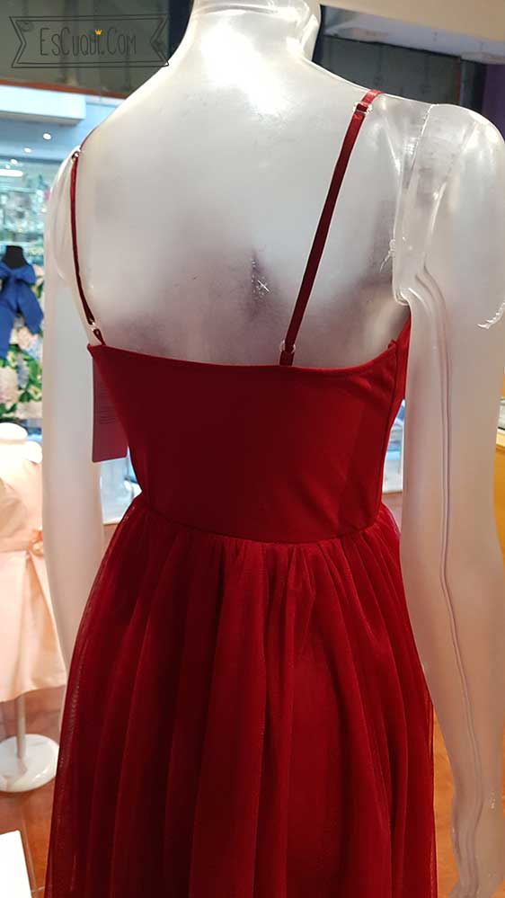 vestido corto vestir tul burdeos