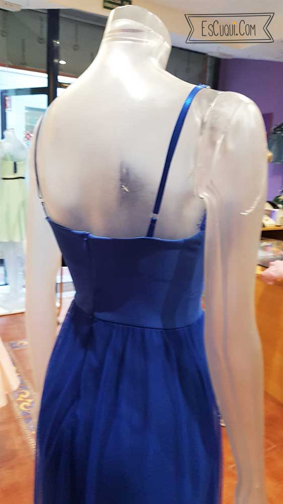 vestido largo azul tul mujer