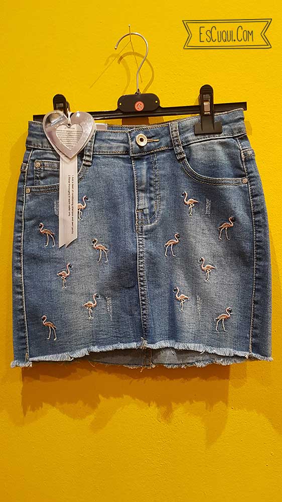 falda vaquera niña flamencos