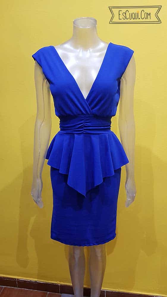 vestido azul volante vestir mujer