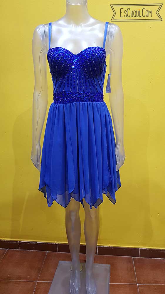 vestido vestir azul piedras
