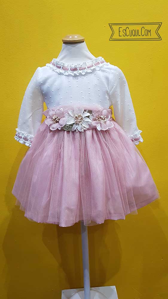 vestido tul rosa vestir ceremonia niña
