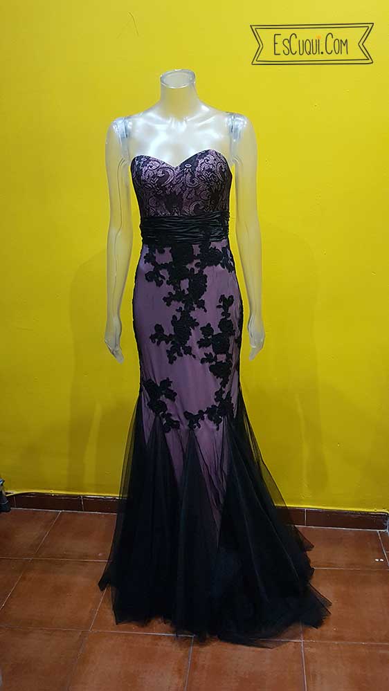 vestido fiesta largo cola alta costura barato
