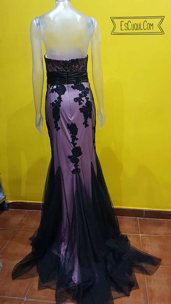 vestido fiesta largo cola alta costura barato
