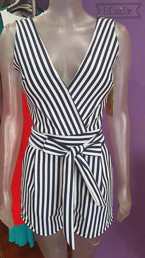 mono corto rayas mujer